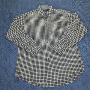 VTG Brooks Brothers Gray Windowpane Button Up Wool Blend Shirt Men L